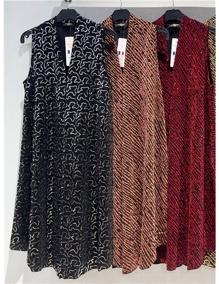 Vestido evasé fiesta lentejuelas sin mangas