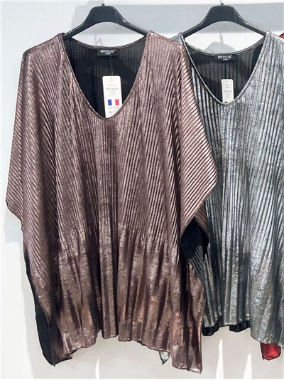 Blusa fiesta maxi plisada metalizada 2
