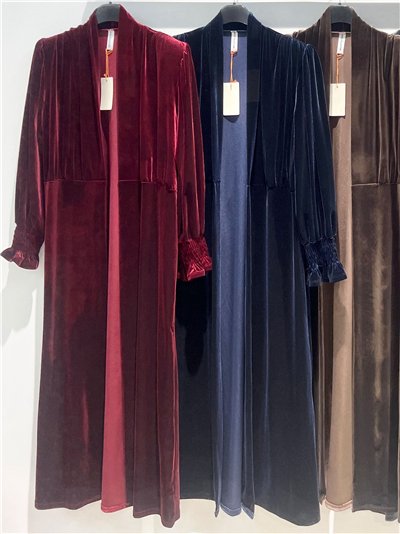 Chaqueta larga de terciopelo con puños fruncidos 2