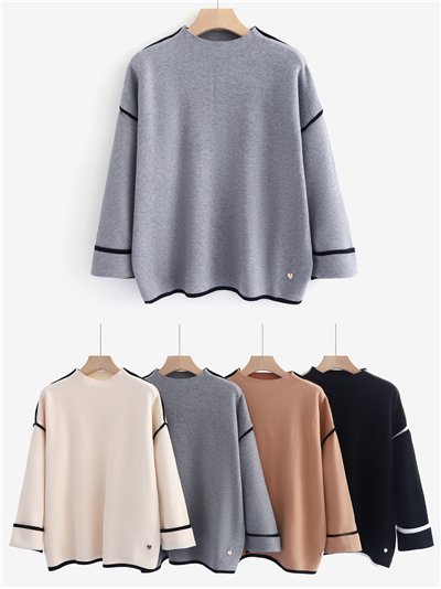 Jersey de punto con ribetes en contraste 2