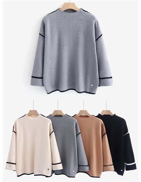 Jersey de punto con ribetes en contraste