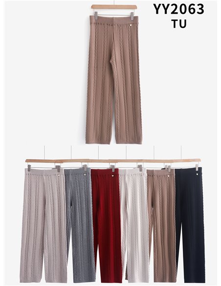 Textured cable knit trousers