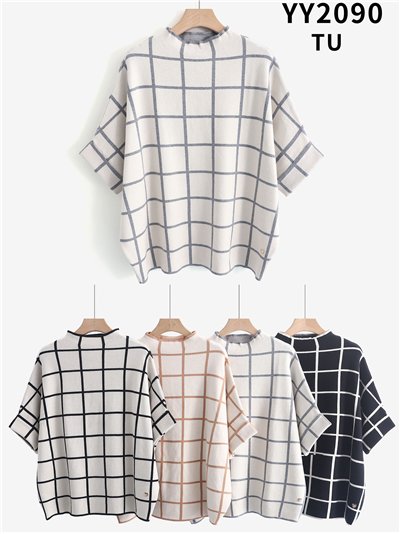 Jersey de punto estampado cuadros 2