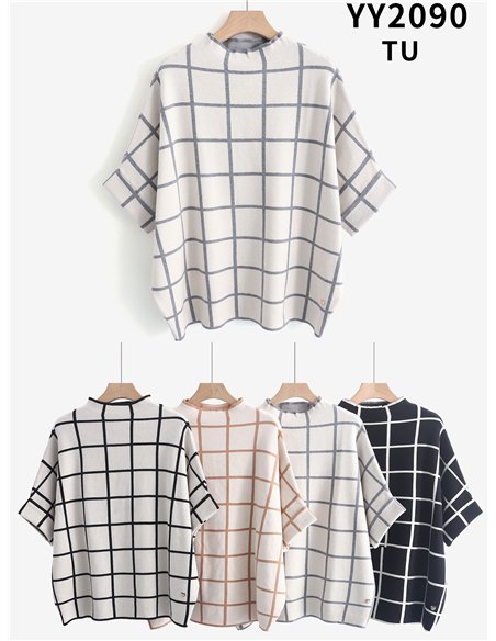 Jersey de punto estampado cuadros