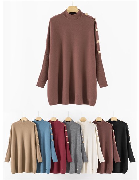 Jersey amplio con botones en hombro