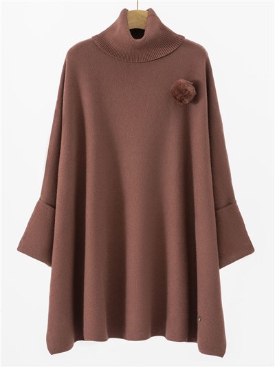 Jersey amplio cuello vuelto pompón