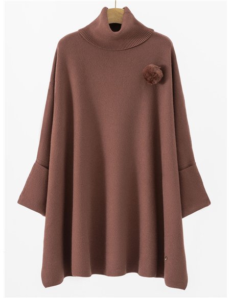 Jersey amplio cuello vuelto pompón