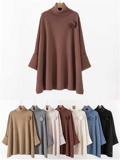 Jersey amplio cuello vuelto pompón 2