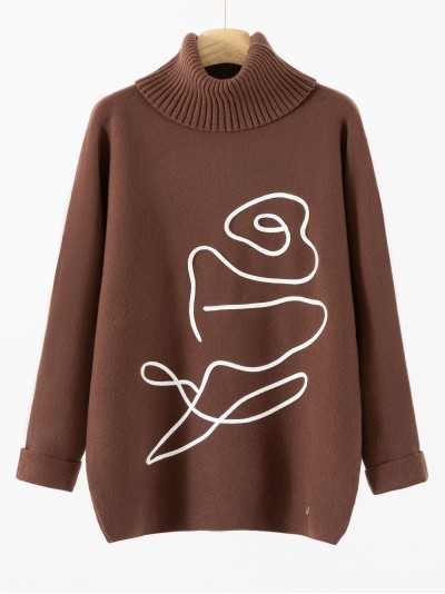 Jersey de punto cuello vuelto diseño abstracto