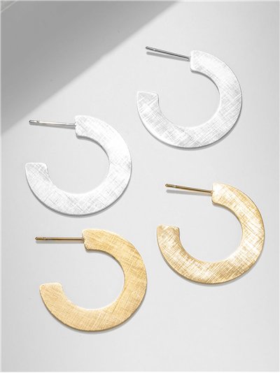 Pendientes aro abierto texturizado 2