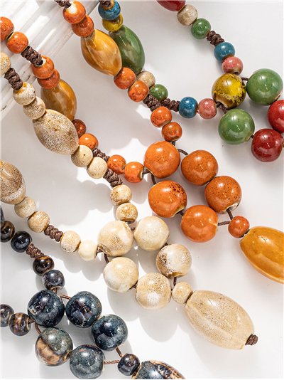 Collar largo cuentas mixtas en cordón 2