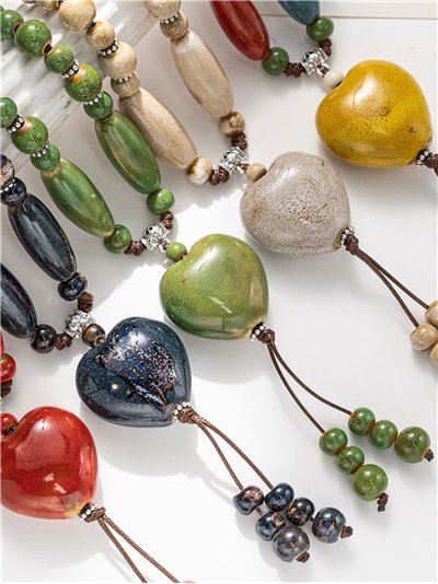 Collar largo cuentas mixtas en cordón 2