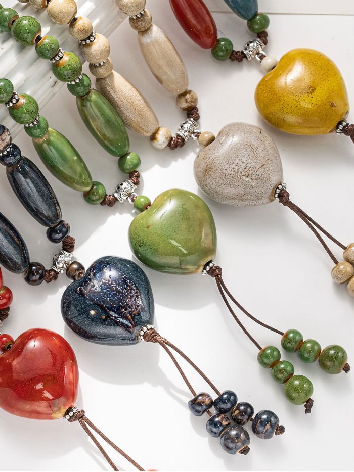 Collar largo cuentas mixtas en cordón