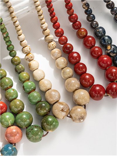 Collar largo cuentas redondas en cordón 2