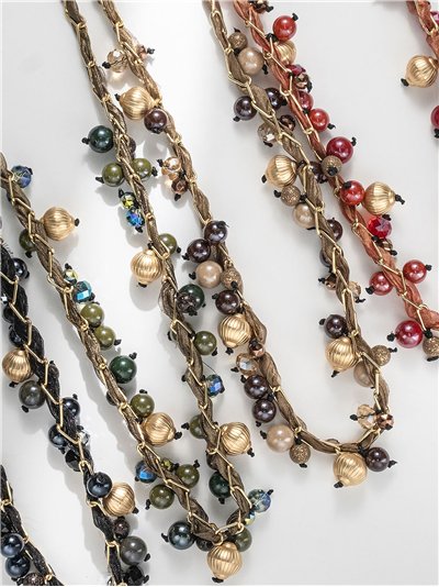 Collar largo cuentas en cordón 2