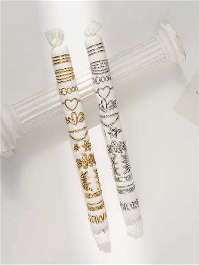 Conjunto de 12 anillos - Acero inoxidable - Expositor incluido