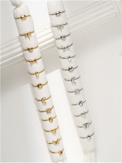 Conjunto de 12 anillos - Acero inoxidable - Expositor incluido 2