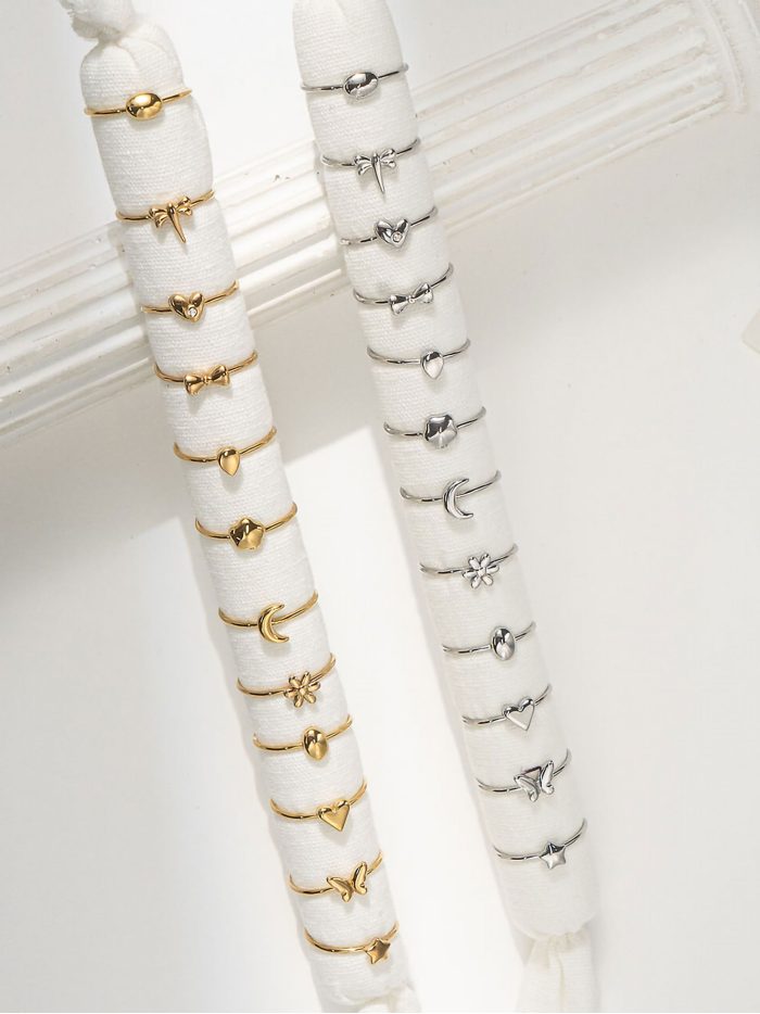 Conjunto de 12 anillos - Acero inoxidable - Expositor incluido