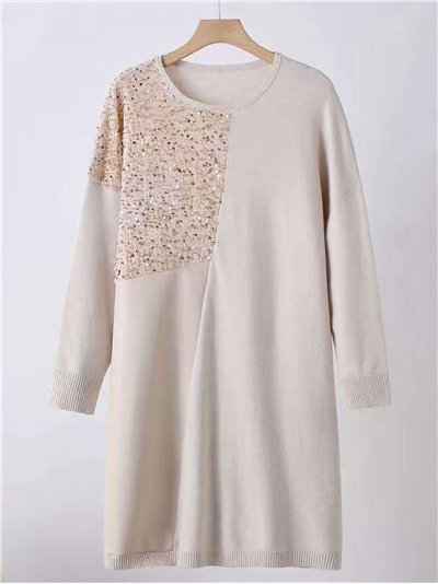 Vestido punto con lentejuelas