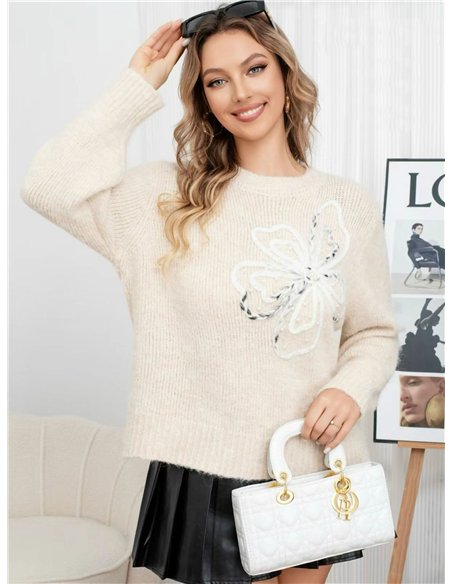 Jersey bordado floral