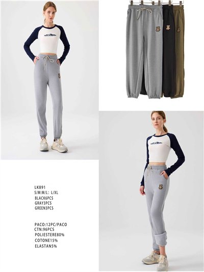 Pantalón jogger polar con osito bordado 2