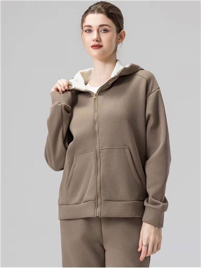 Sudadera capucha cremallera con forro polar