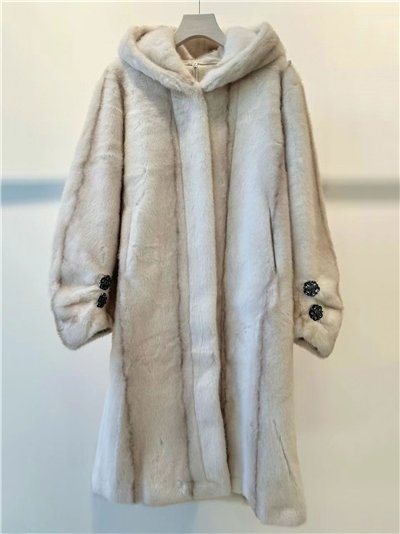 Abrigo largo efecto pelo con capucha