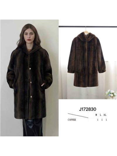 Abrigo efecto pelo con capucha 2