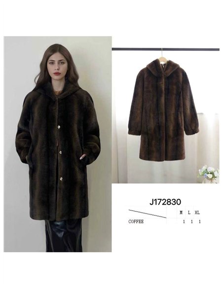 Abrigo efecto pelo con capucha