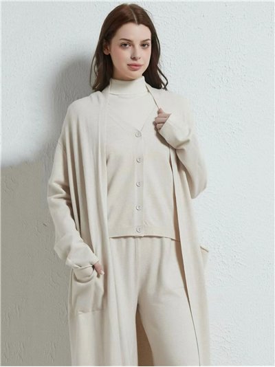 Conjunto punto 3 piezas - Cárdigan + Chaleco + Pantalón