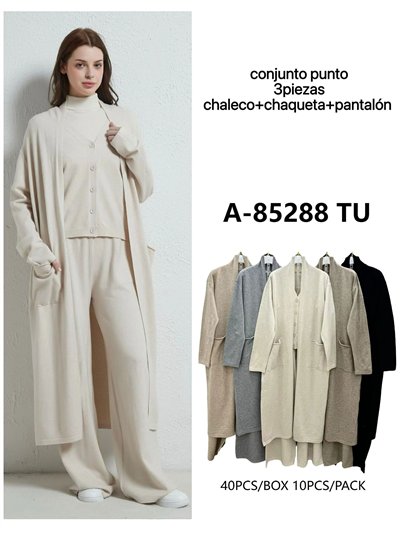 Conjunto punto 3 piezas - Cárdigan + Chaleco + Pantalón 2