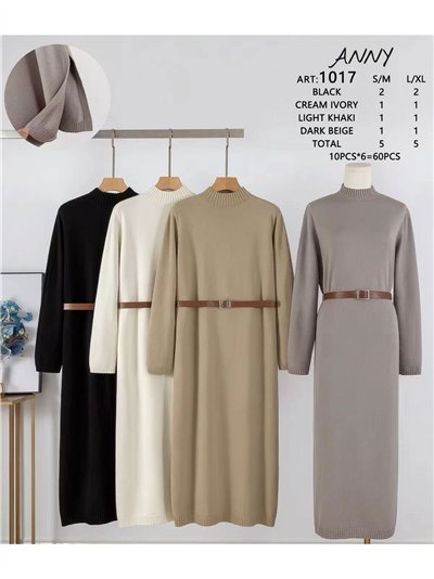 Vestido punto con cinturón 2