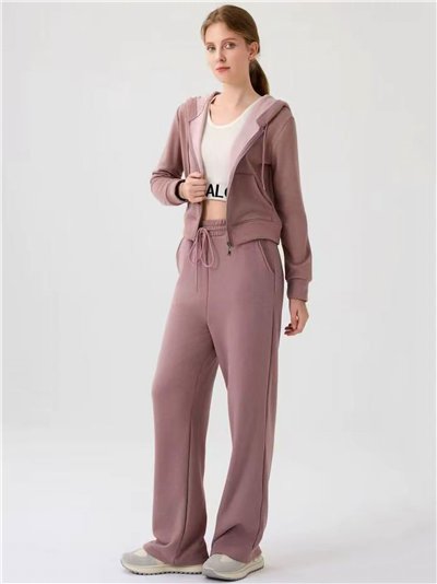 Conjunto 2 piezas - Sudadera polar capucha cremallera + Pantalón ancho