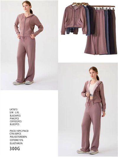 Conjunto 2 piezas - Sudadera polar capucha cremallera + Pantalón ancho 2