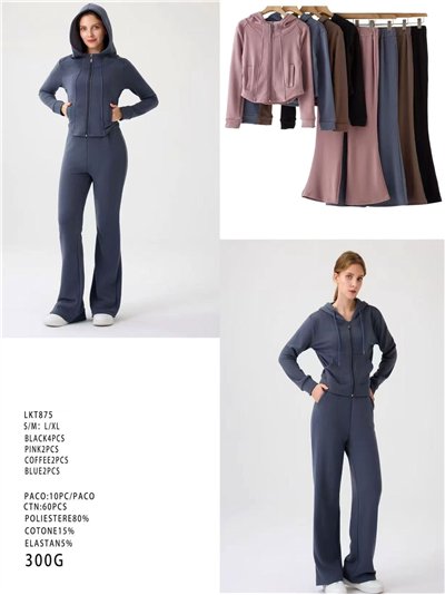 Conjunto 2 piezas - Sudadera polar capucha cremallera + Pantalón flare 2