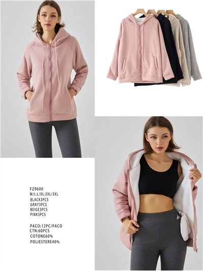 Sudadera forro polar con capucha cremallera 2