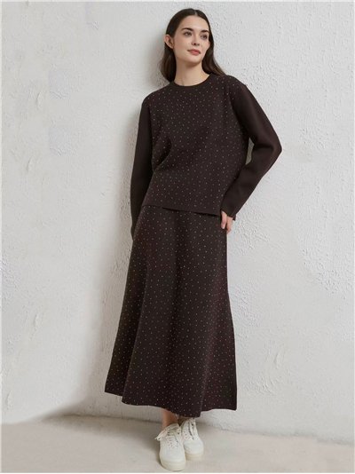 Conjunto punto 2 piezas - Jersey + Falda midi evasé