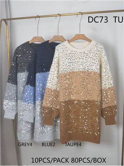 Jersey largo franjas lentejuelas 2