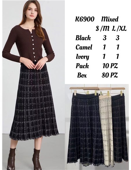 Falda punto tweed midi