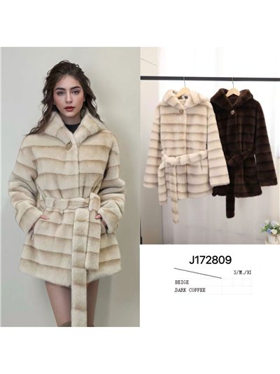 Abrigo efecto pelo con cinturón 2