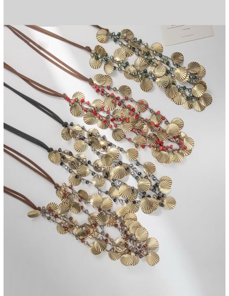 Collar largo conchas y cuentas