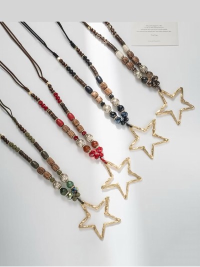 Collar largo cuerda estrella