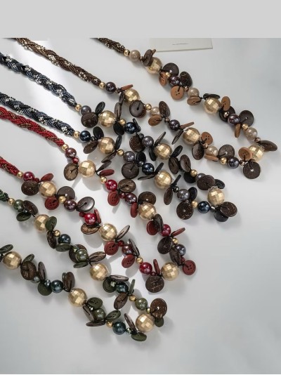 Collar largo abalorios irregulares