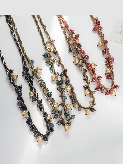 Collar largo cuentas en cordón