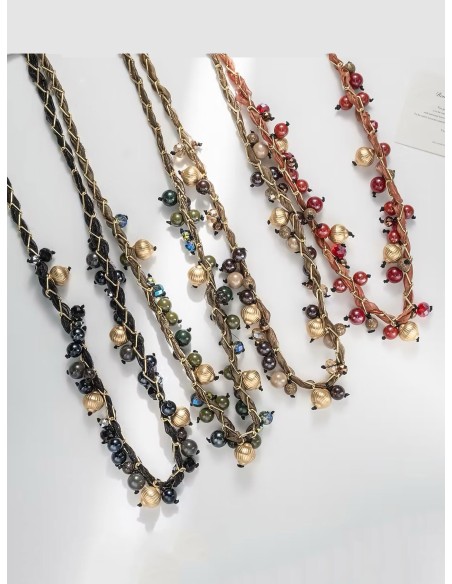Collar largo cuentas en cordón