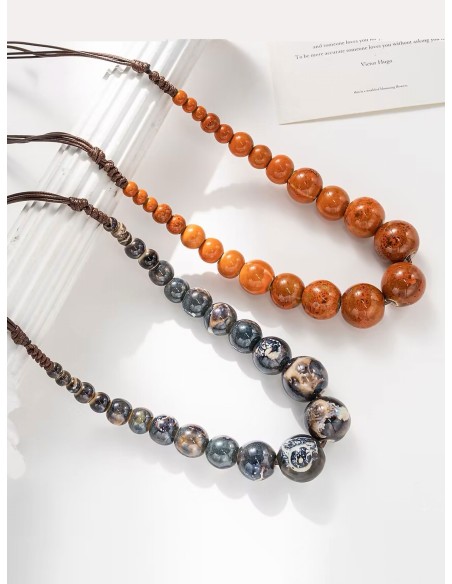 Collar largo cuentas en cordón
