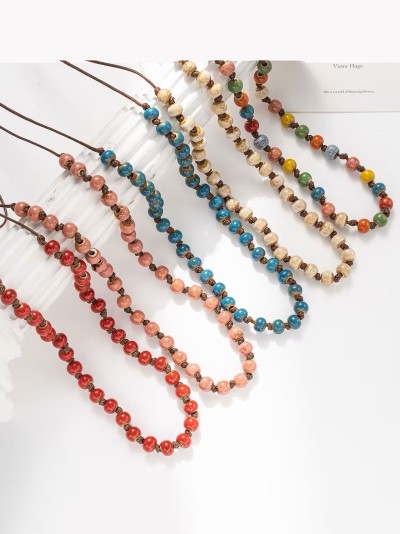 Collar largo cuentas en cordón
