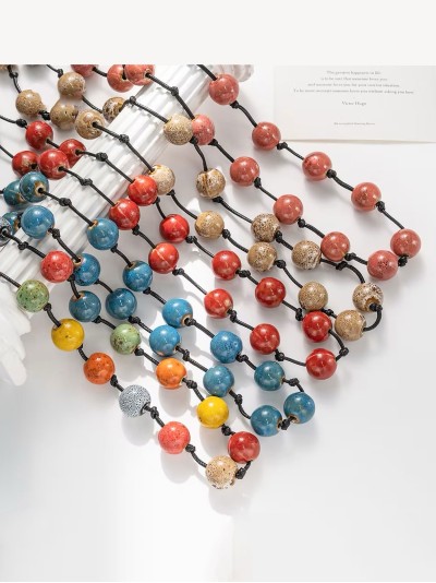 Collar largo cuentas en cordón