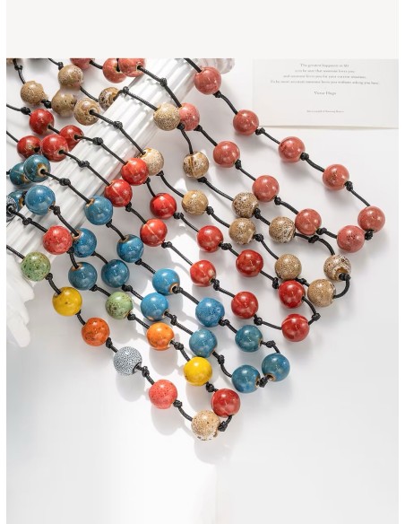 Collar largo cuentas en cordón