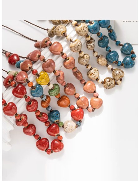 Collar largo cuentas mixtas en cordón